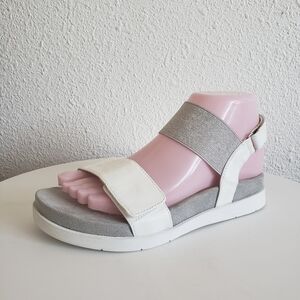 #Revitalign Womens White Leather /Elastic Straps Slingback Sandals